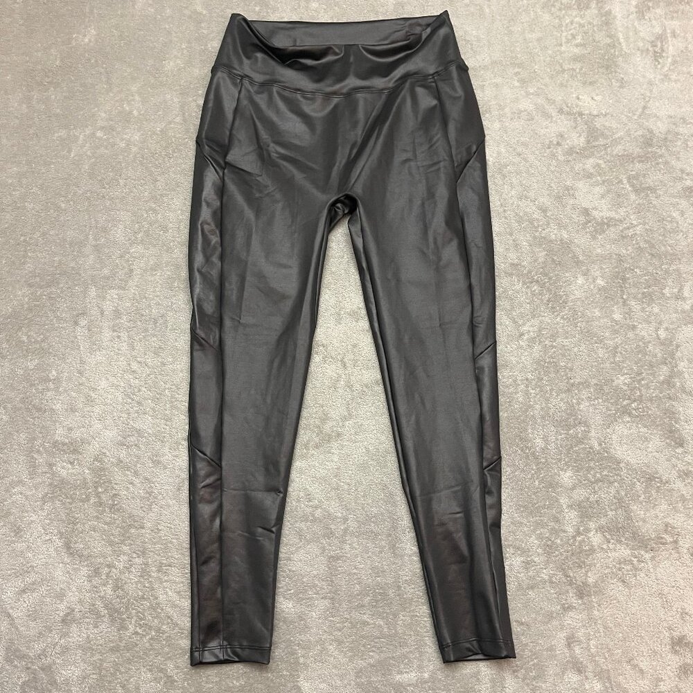 Nicolette Shape wear  Faux Leather Shiny Leggings Size XXL